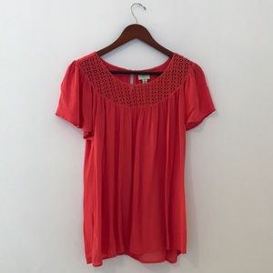 CORAL CROCHET BABYDOLL TOP!
